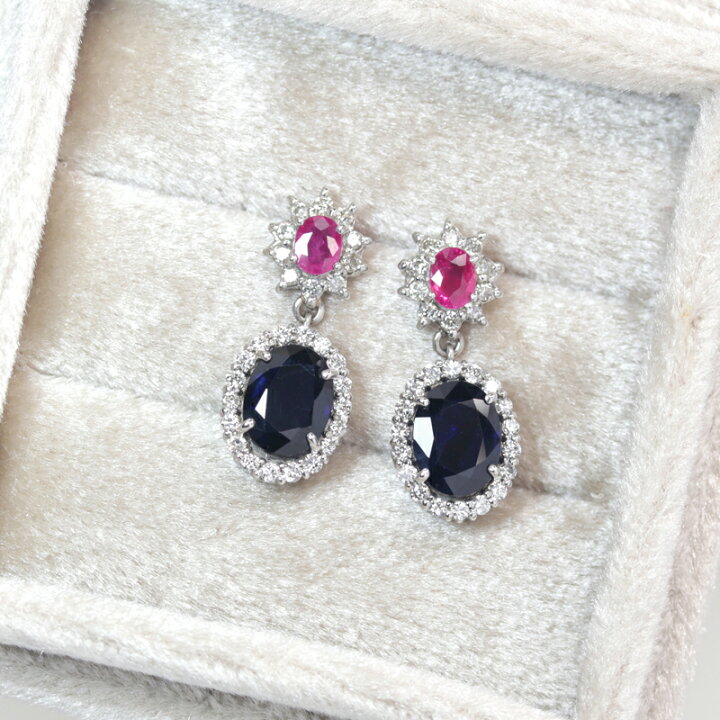 楽天市場】ブルーサファイア 1.3ct/1.26ct ピアス PT900 プラチナ 