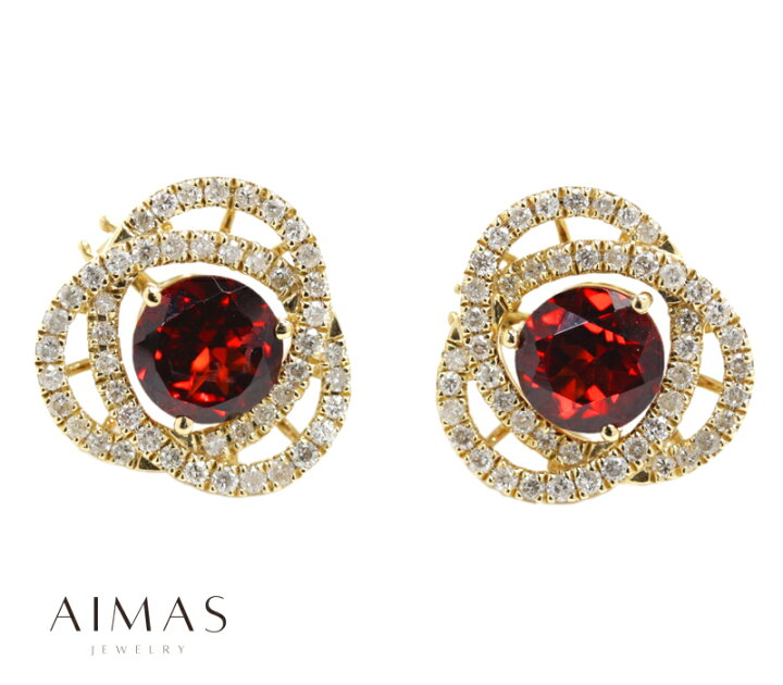 楽天市場】ガーネット 0.9ct/0.9ct ピアス K18YG イエローゴールド 18 