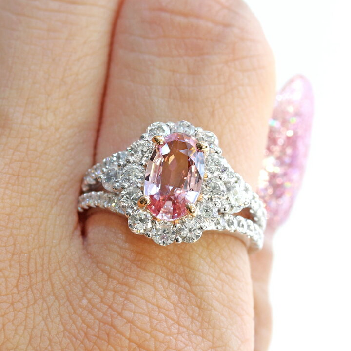 楽天市場】パパラチアサファイア 1.982ct リング 12号 PT900/PG