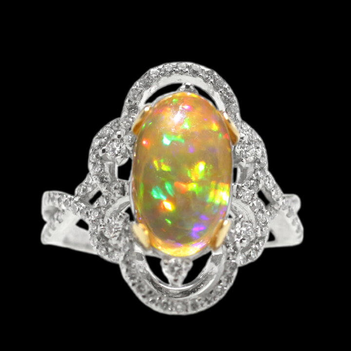楽天市場】メキシコオパール 4.27ct リング PT900/YG プラチナ 