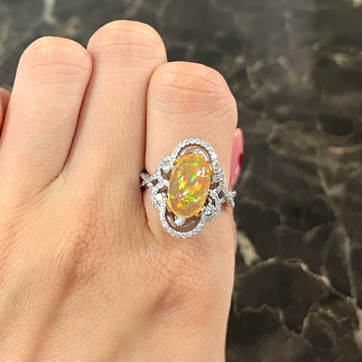 楽天市場】メキシコオパール 4.27ct リング PT900/YG プラチナ  