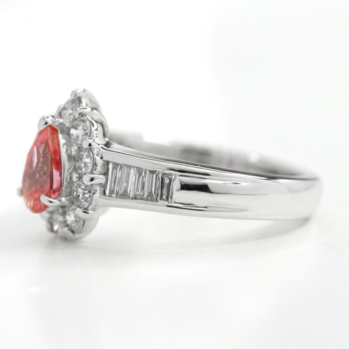 楽天市場】パパラチアサファイア 0.97ct リング 13号 PT900 プラチナ 