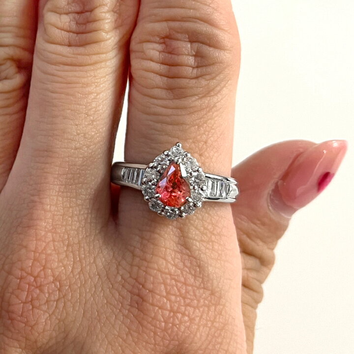 楽天市場】パパラチアサファイア 0.97ct リング 13号 PT900 プラチナ  