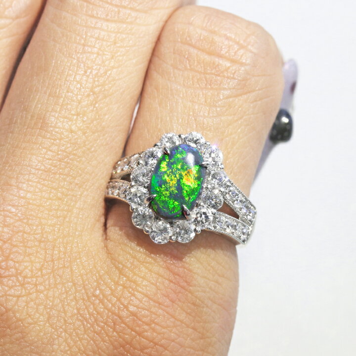 楽天市場】【ｾｰﾙ】ブラックオパール 1.72ct リング 12号 PT900 