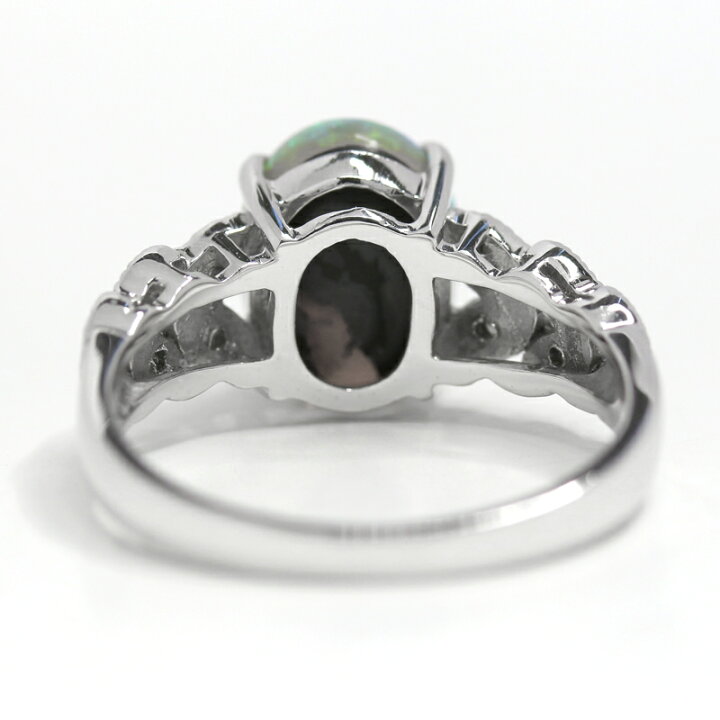 楽天市場】ブラックオパール 2.315ct リング 13.5号 K18WG ホワイト 