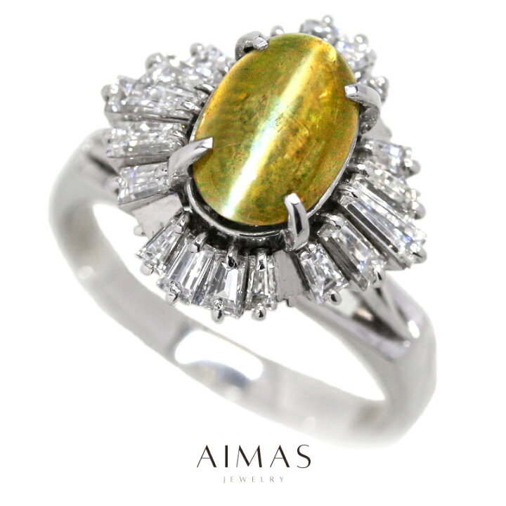 楽天市場】クリソベリルキャッツアイ 3.02ct リング 16号 PT900  
