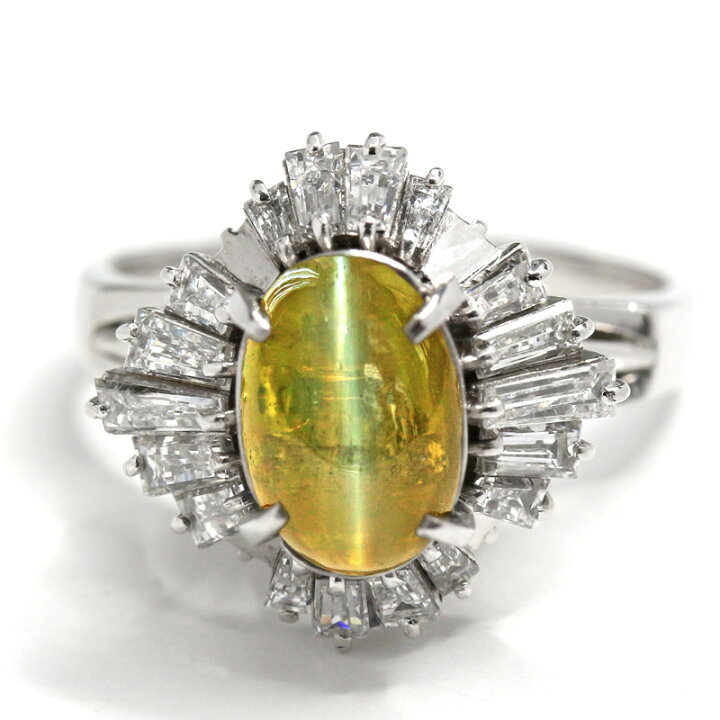 楽天市場】クリソベリルキャッツアイ 3.02ct リング 16号 PT900 