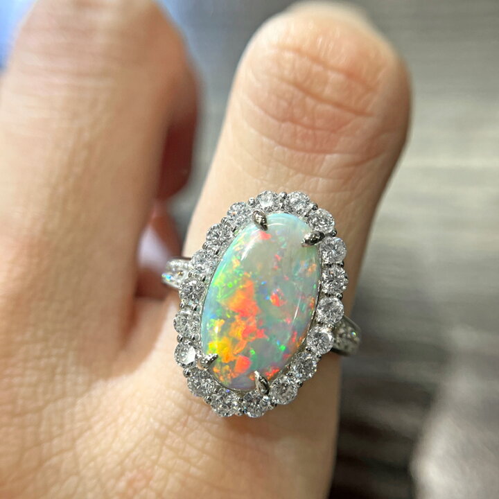 楽天市場】ブラックオパール 3.62ct リング 13号 PT900 プラチナ 指輪 