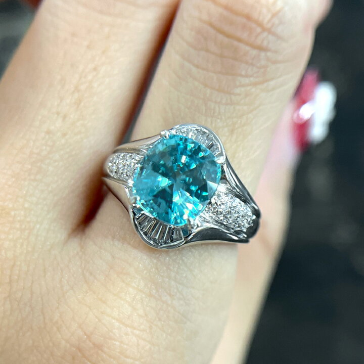 楽天市場】ブルージルコン 5.05ct リング 12号 PT900 プラチナ 指輪 