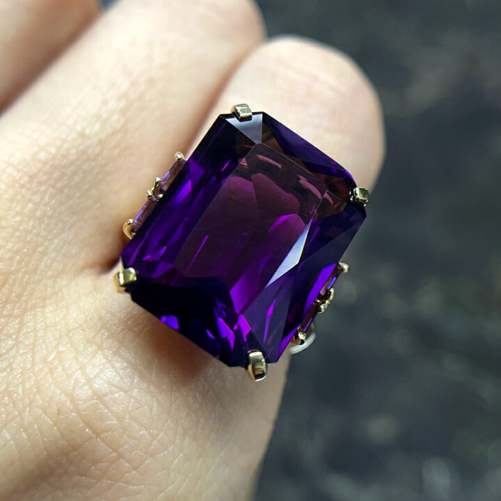 楽天市場】アメジスト 約19.8mm×15.0mm リング 15号 K18YG イエロー 