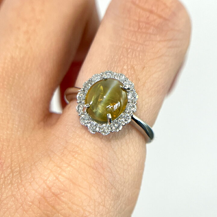 楽天市場】クリソベリルキャッツアイ 2.95ct リング 10号 PT900 