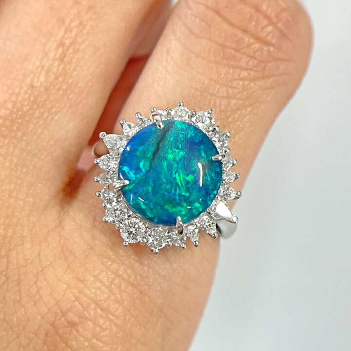 楽天市場】ブラックオパール 3.67ct リング 12号 PT900 プラチナ 指輪 