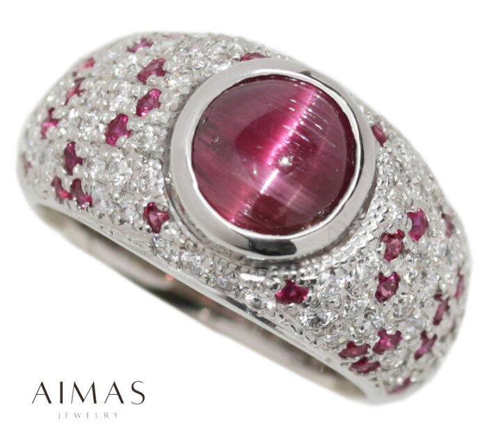 楽天市場】ピンクトルマリンキャッツアイ 2.5ct リング 12.5号 PT900 