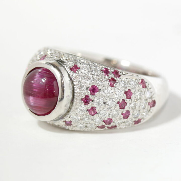楽天市場】ピンクトルマリンキャッツアイ 2.5ct リング 12.5号 PT900 