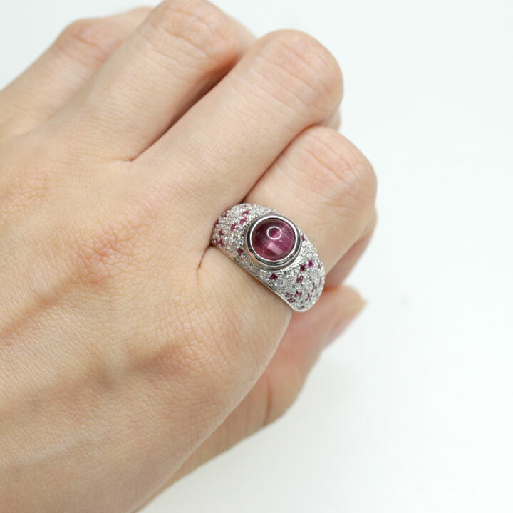楽天市場】【ｾｰﾙ】ピンクトルマリンキャッツアイ 2.5ct リング 12.5号  