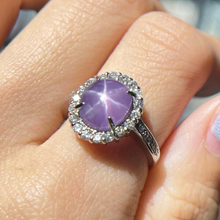 楽天市場】スリランカ産非加熱パープルスターサファイア 6.4ct リング 