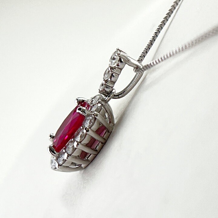 楽天市場】ルビー 1.273ct ネックレス K18WG/PT900 ホワイトゴールド 