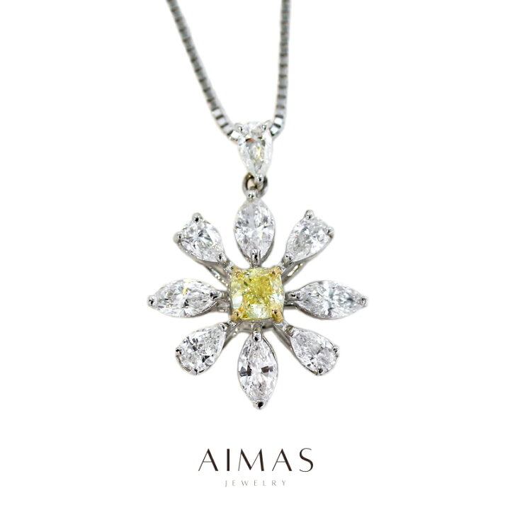 楽天市場】イエローダイヤモンド 0.24ct ネックレス PT900/PT850/K18YG  