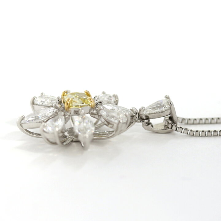 楽天市場】イエローダイヤモンド 0.24ct ネックレス PT900/PT850/K18YG 