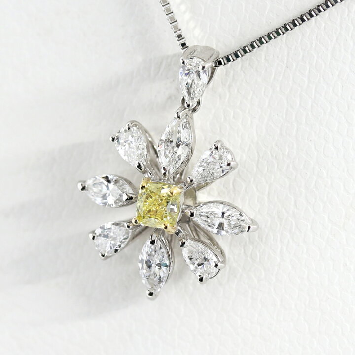 楽天市場】イエローダイヤモンド 0.24ct ネックレス PT900/PT850/K18YG  