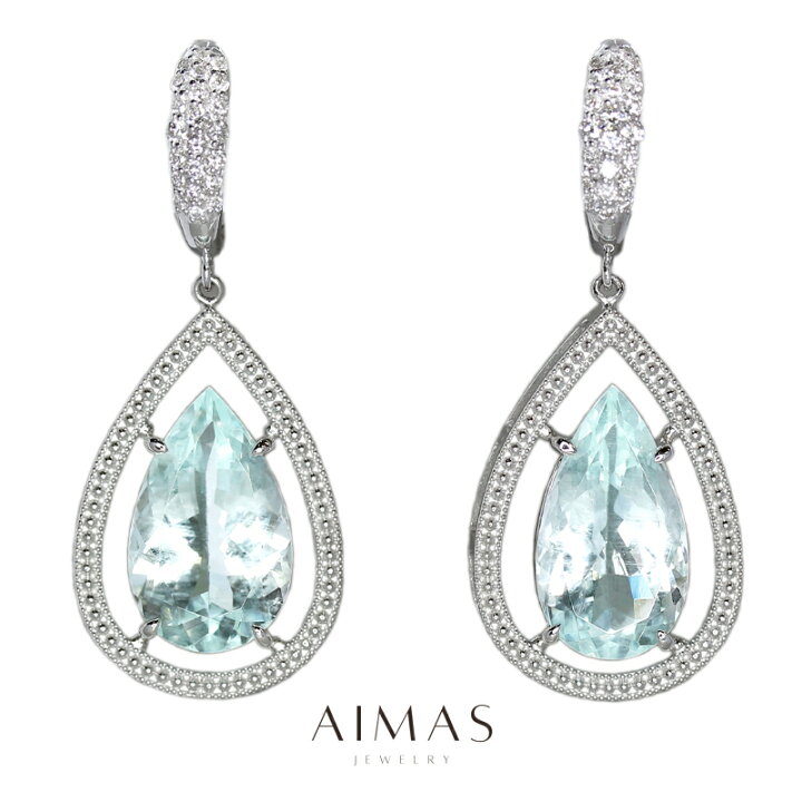 楽天市場】アクアマリン 7.06ct/6.72ct ピアス イヤリング PT900/K18WG 