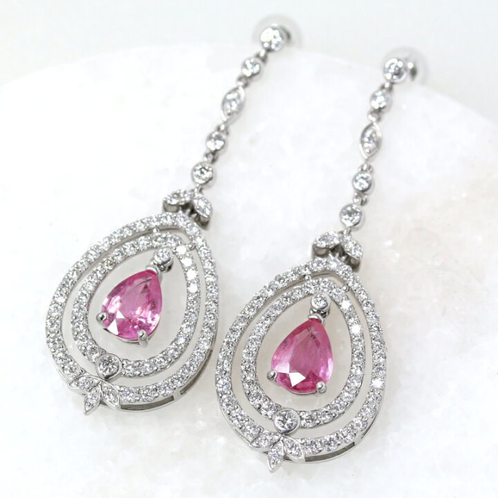 楽天市場】【ｾｰﾙ】パパラチアサファイア 1.19ct/1.15ct ピアス PT900 