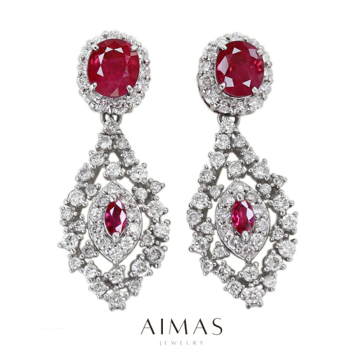 楽天市場】ミャンマー産ルビー 1.15ct/1.12ct ピアス PT900/950  