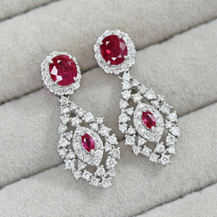 楽天市場】ミャンマー産ルビー 1.15ct/1.12ct ピアス PT900/950 