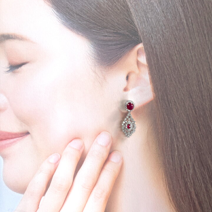 楽天市場】ミャンマー産ルビー 1.15ct/1.12ct ピアス PT900/950  