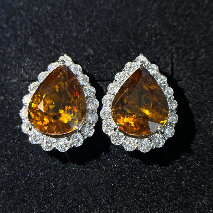 楽天市場】スフェーン 3.14ct/3.52ct ピアス PT900 プラチナ 