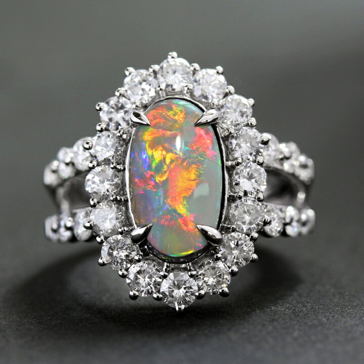 楽天市場】ブラックオパール 2.86ct リング 12号 PT950 プラチナ 指輪 