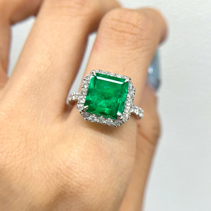 楽天市場】コロンビア産ビビッドグリーンエメラルド 4.39ct リング 12 