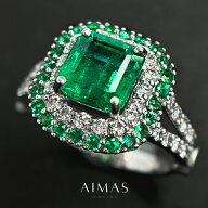 エメラルド 1.93ct リング 13号 PT950 プラチナ 指輪 ダイヤモンド エメラルドカット スクエア 四角 エメ…
