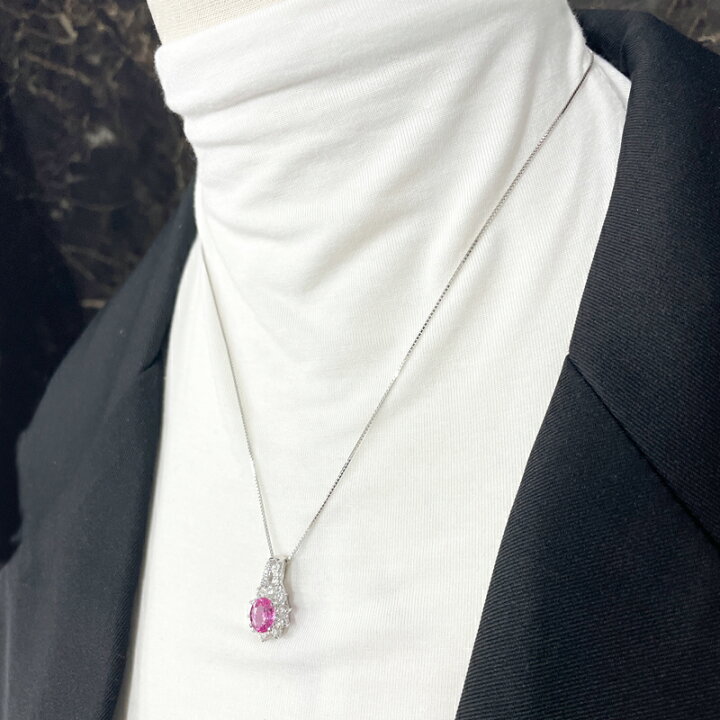 楽天市場】ピンクサファイア 1.55ct ネックレス PT900/PT850 プラチナ  