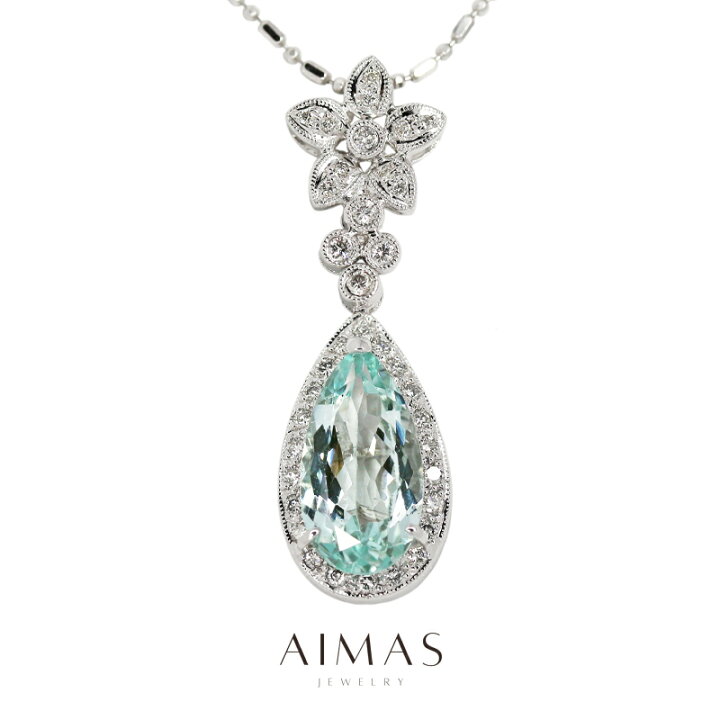 楽天市場】アクアマリン 4.28ct ネックレス K18WG ホワイトゴールド 18  