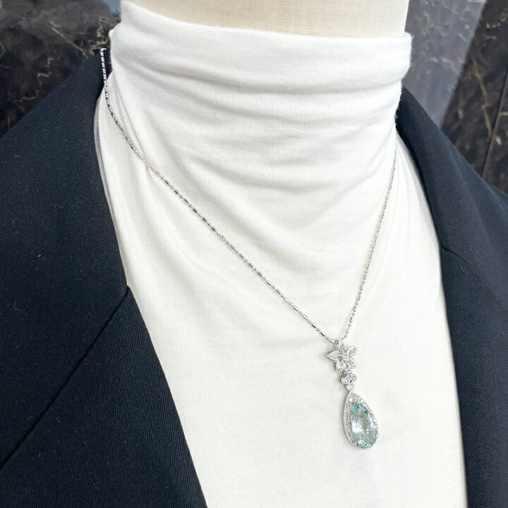 楽天市場】アクアマリン 4.28ct ネックレス K18WG ホワイトゴールド 18  