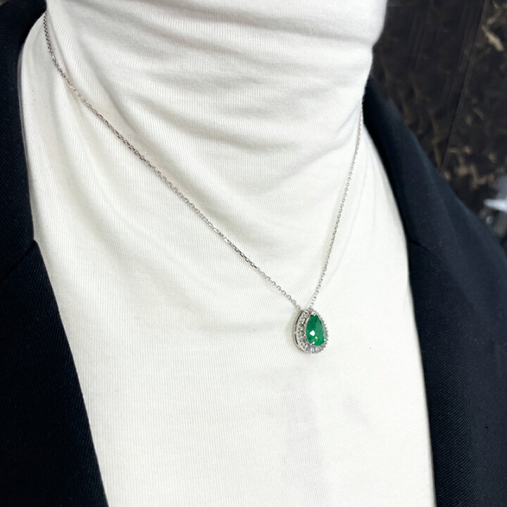 楽天市場】エメラルド 1.74ct ネックレス PT900/K18WG プラチナ 