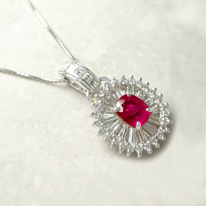 楽天市場】ルビー 1.23ct ネックレス PT900/850 プラチナ ペンダント 