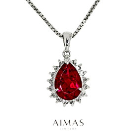 【セール】ルベライト 1.78ct ネックレス PT900/850 プラチナ ダイヤモンド レッドトルマリン ティアドロップ ペアシェイプ しずく ダイヤ取り巻き ヘイロー 1ctアップ 10月誕生石 【中古】【ジュエリー】【送料無料】RGL.A