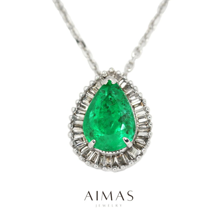 楽天市場】エメラルド 1.74ct ネックレス PT900/K18WG プラチナ  