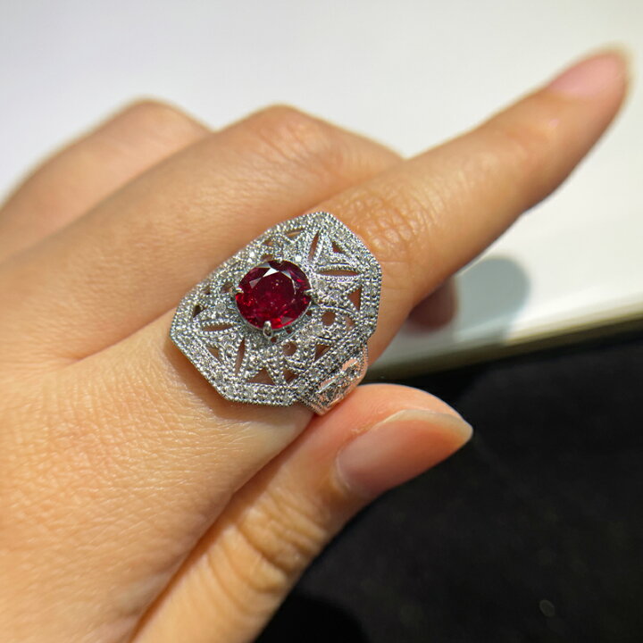 楽天市場】ルビー 1.48ct リング 12号 K18WG ホワイトゴールド 18金 