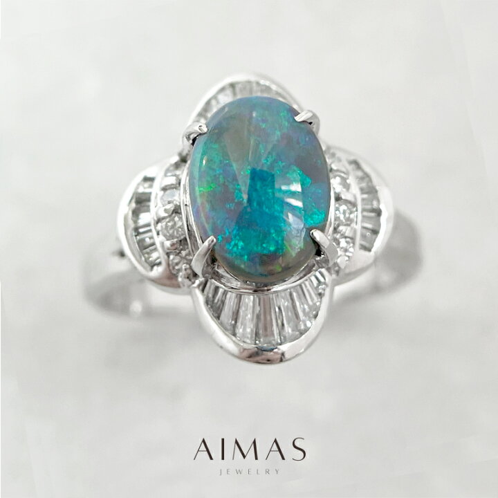 楽天市場】ブラックオパール 1.47ct リング 15号 PT900 プラチナ 指輪  