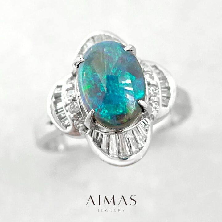 楽天市場】ブラックオパール 1.47ct リング 15号 PT900 プラチナ 指輪 