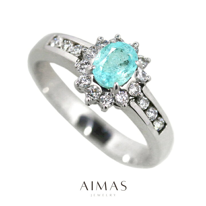 楽天市場】ブラジル産パライバトルマリン 0.35ct リング 8号 K18WG  