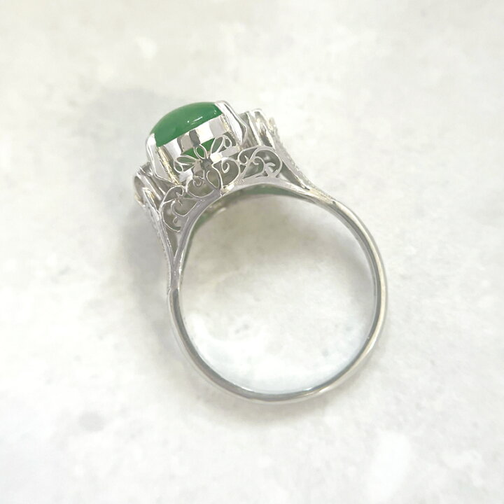 楽天市場】翡翠 3.79ct リング 17号（PM刻印） プラチナ 指輪 