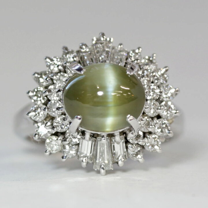 楽天市場】クリソベリルキャッツアイ 3.02ct ダイヤモンド リング 8号 