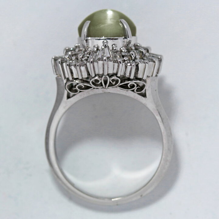 楽天市場】クリソベリルキャッツアイ 3.02ct ダイヤモンド リング 8号  
