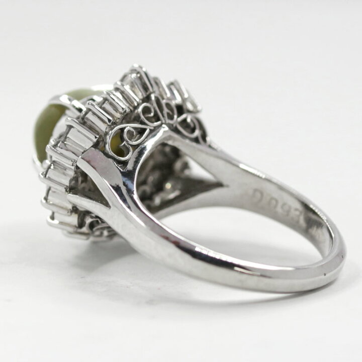 楽天市場】クリソベリルキャッツアイ 3.02ct ダイヤモンド リング 8号  