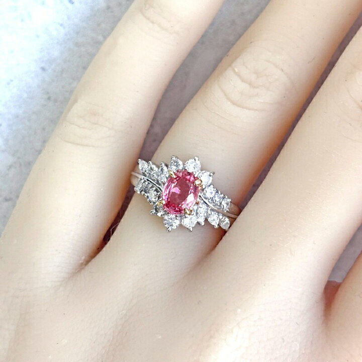 楽天市場】【ｾｰﾙ】パパラチアサファイア 0.937ct リング 10号 PT900/PG 