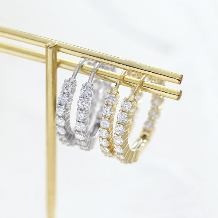 楽天市場】【JaMais】ダイヤモンド 0.88ct/0.88ct フープピアス K10YG 
